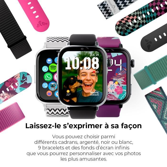 SaveFamily SaveWatch Plus 2 | Children's Watch with GPS, Calls, WhatsApp, App Store - Silver and Silicone Strap Maui