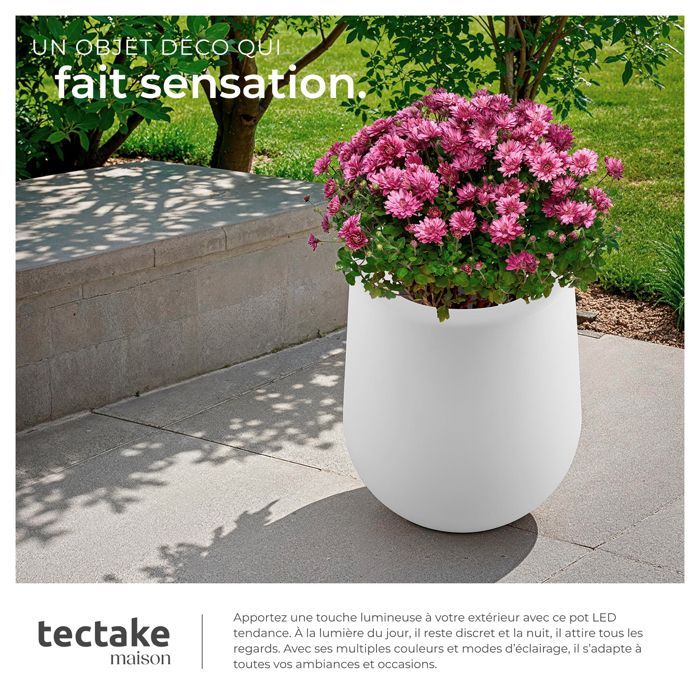 Vaso de flores TECTAKE com LED, modelo Luminous Curve, com iluminação LED de 12W.