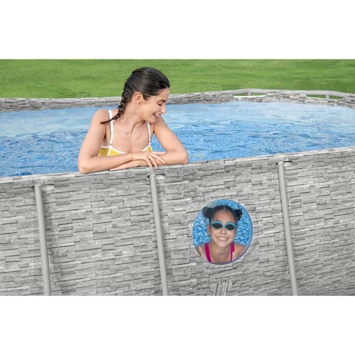 Kit Piscine hors sol tubulaire BESTWAY - Steel Pro MAX™- 427 x 250 x 100 cm - Ovale (Filtre à cartouche, échelle, bâche, 1 cartouche