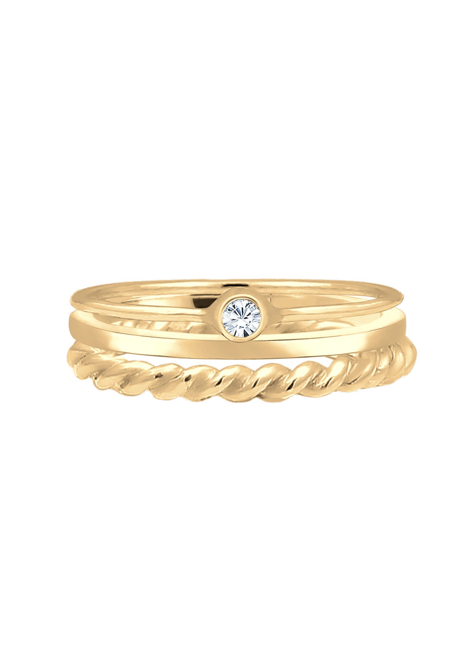 Elli Femmes Set Solitaire Basic Torsadé avec Cristal en argent sterling 925