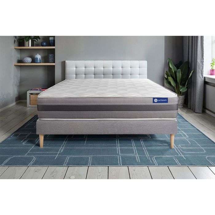 Conjunto de colchão e base de cama 80x200 cm - Base de cama cinza (necessita montagem) - Actilatex Relax