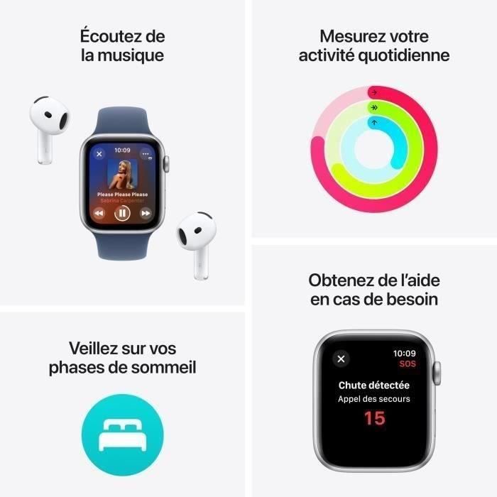Apple Watch SE GPS - 40mm - Boîtier Midnight Aluminium - Bracelet Midnight Sport Band - M/L (2024) - Reconditionné - Excellent état