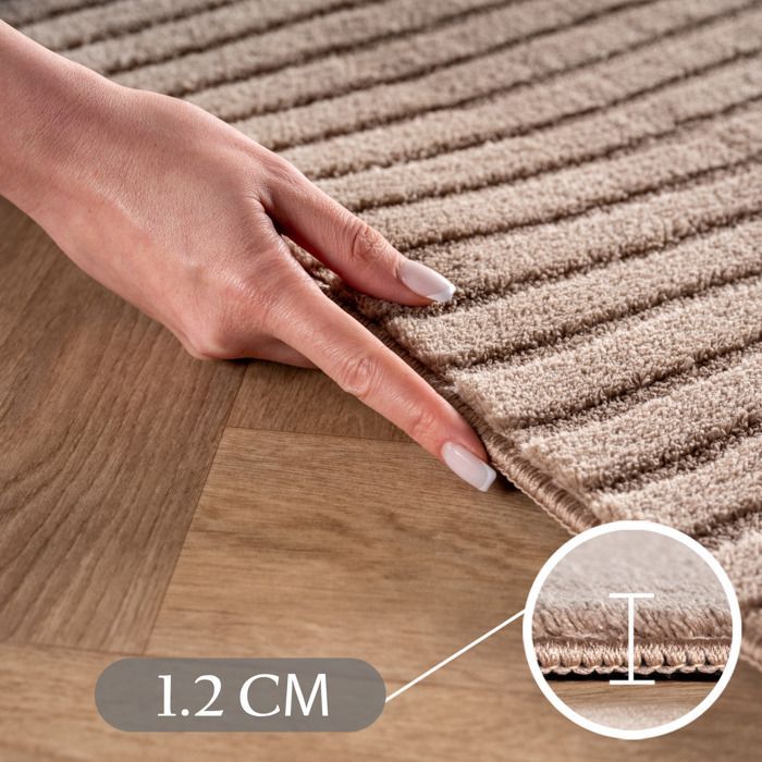 Carpetsale24 Grande tappeto 200x290 cm beige, effetto 3D, design scandinavo, lavabile e morbido, per soggiorno o stanza grande