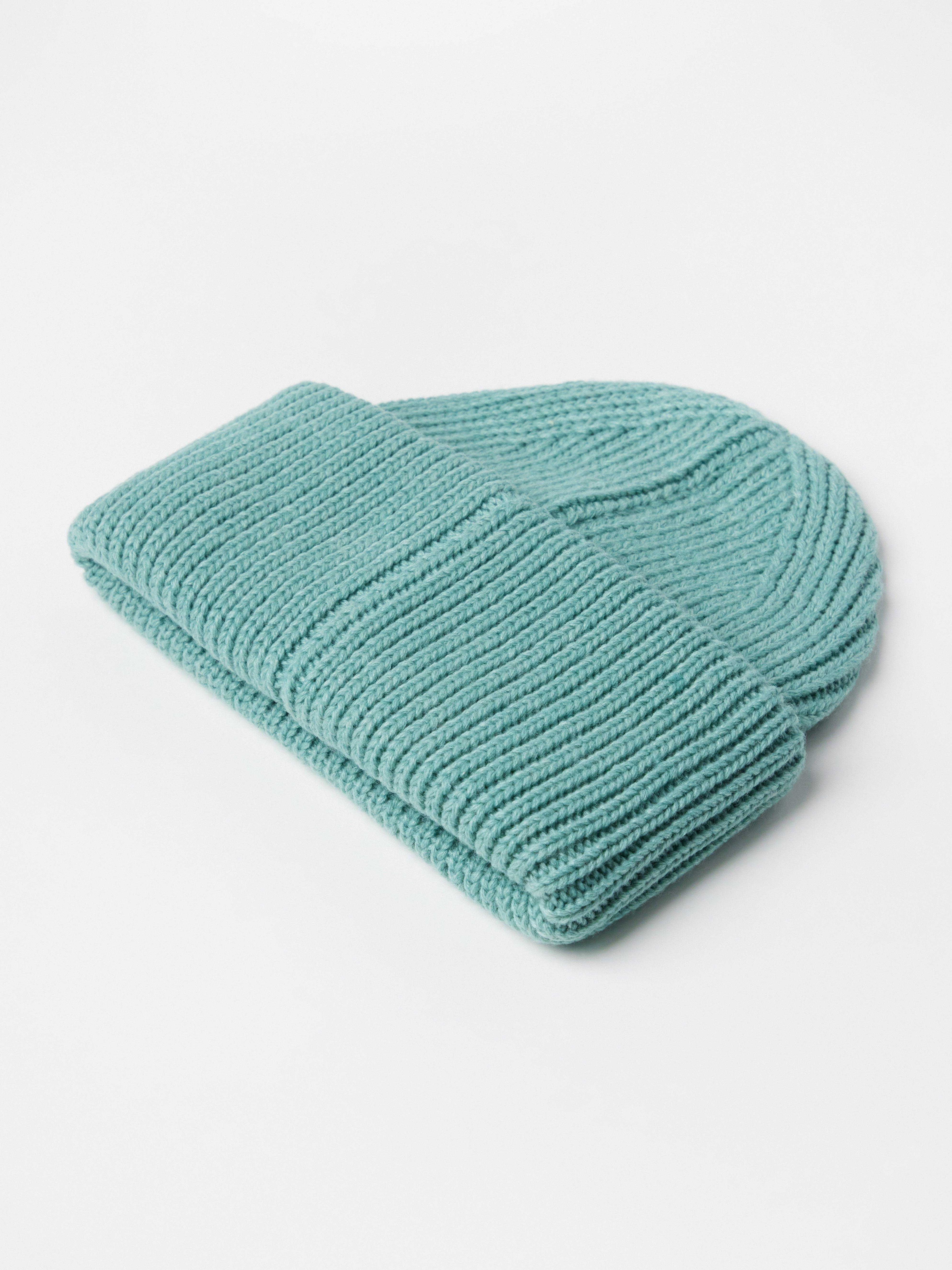 Bonnet tricoté turquoise