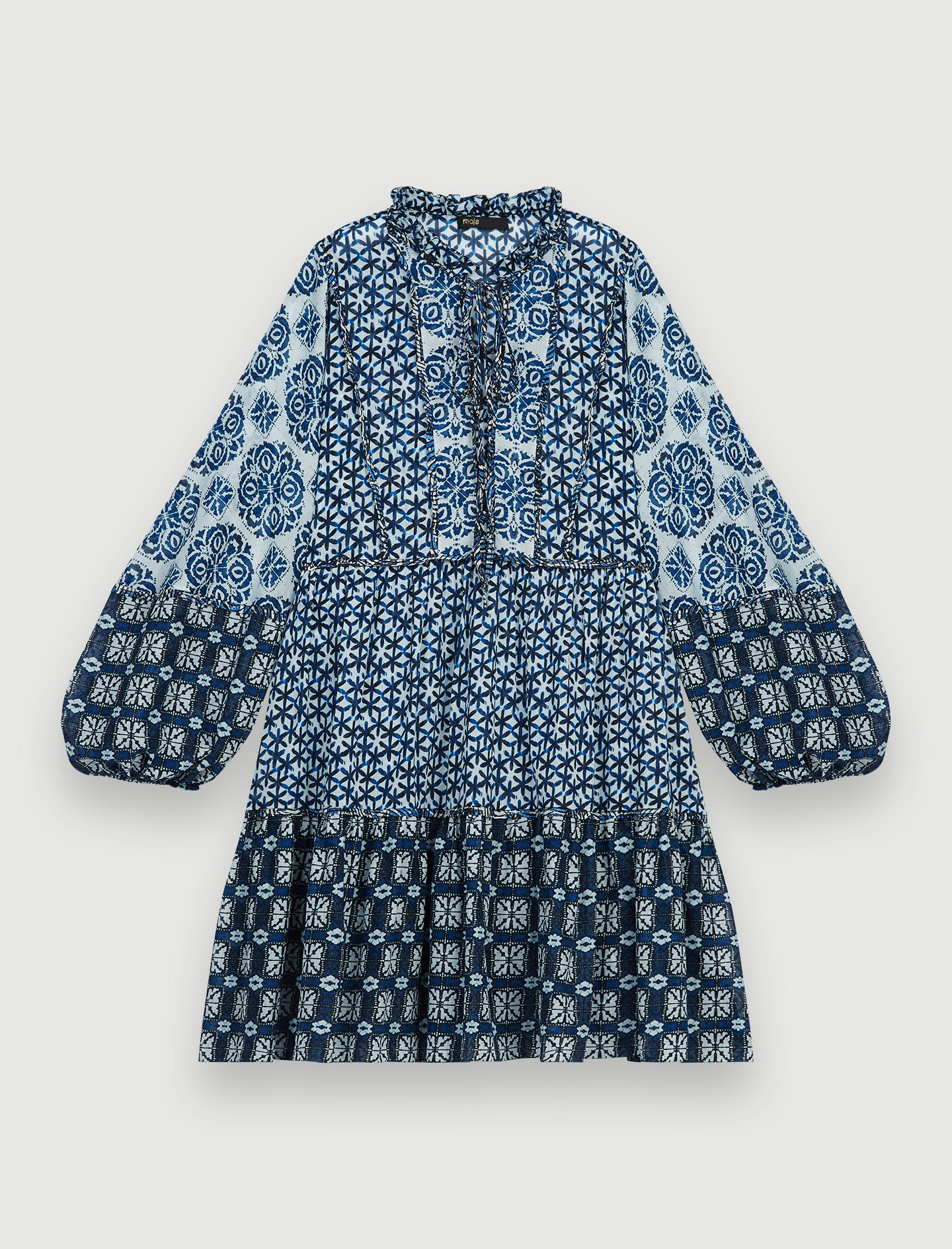 Rochie din voal de bumbac-indigo
