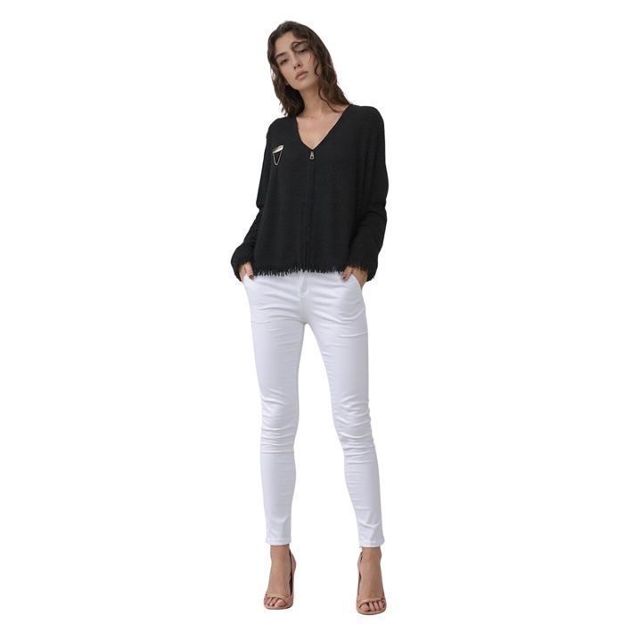 Pantalones vaqueros de mujer - X-MAX - Corte ajustado - Cintura alta - Algodón y licra - Blanco