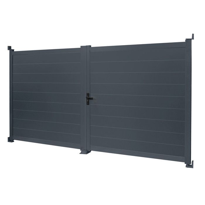 IDMARKET Portail battant 302x160 cm en aluminium gris anthracite