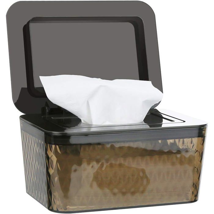 Boîte de lingettes humides, grande capacité, en plastique, avec couvercle anti-poussière.