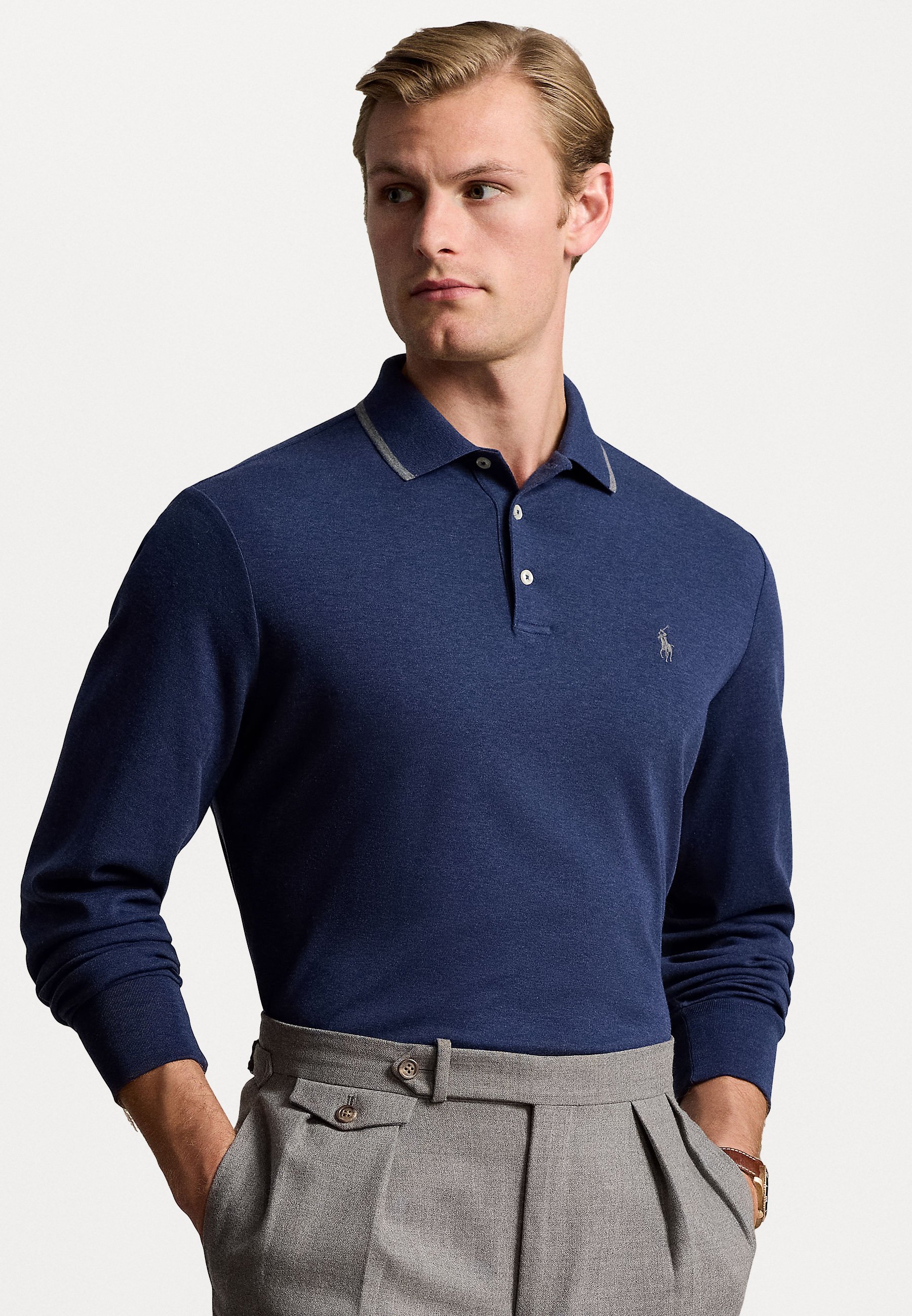 Polo Ralph Lauren CUSTOM SLIM FIT POLO SHIRT IN COTONE MORBIDO - Polo - blu navy mélange primaverile