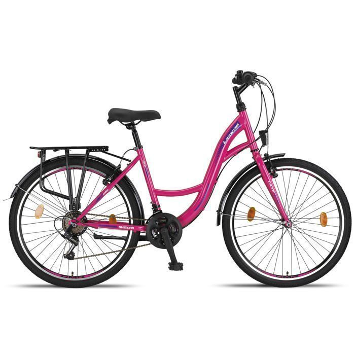 Licorne Bike Stella Premium Vélo de Ville 24, 26 et 28 pouces – Vélo hollandais pour hommes et femmes [Rose, 26]