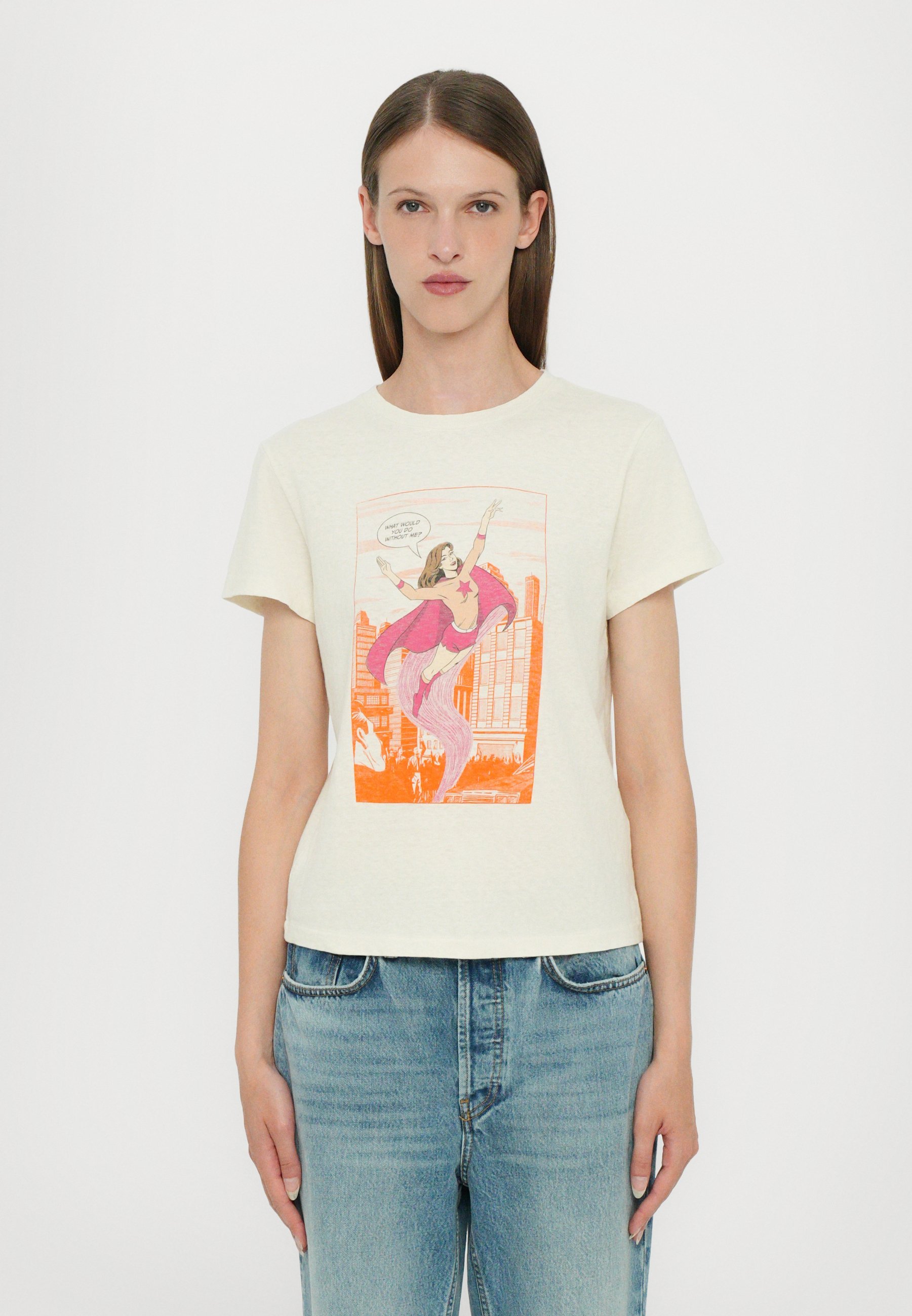 RE/DONE CLASSIC TEE SUPERHELDEN - T-shirt met print - vintage wit