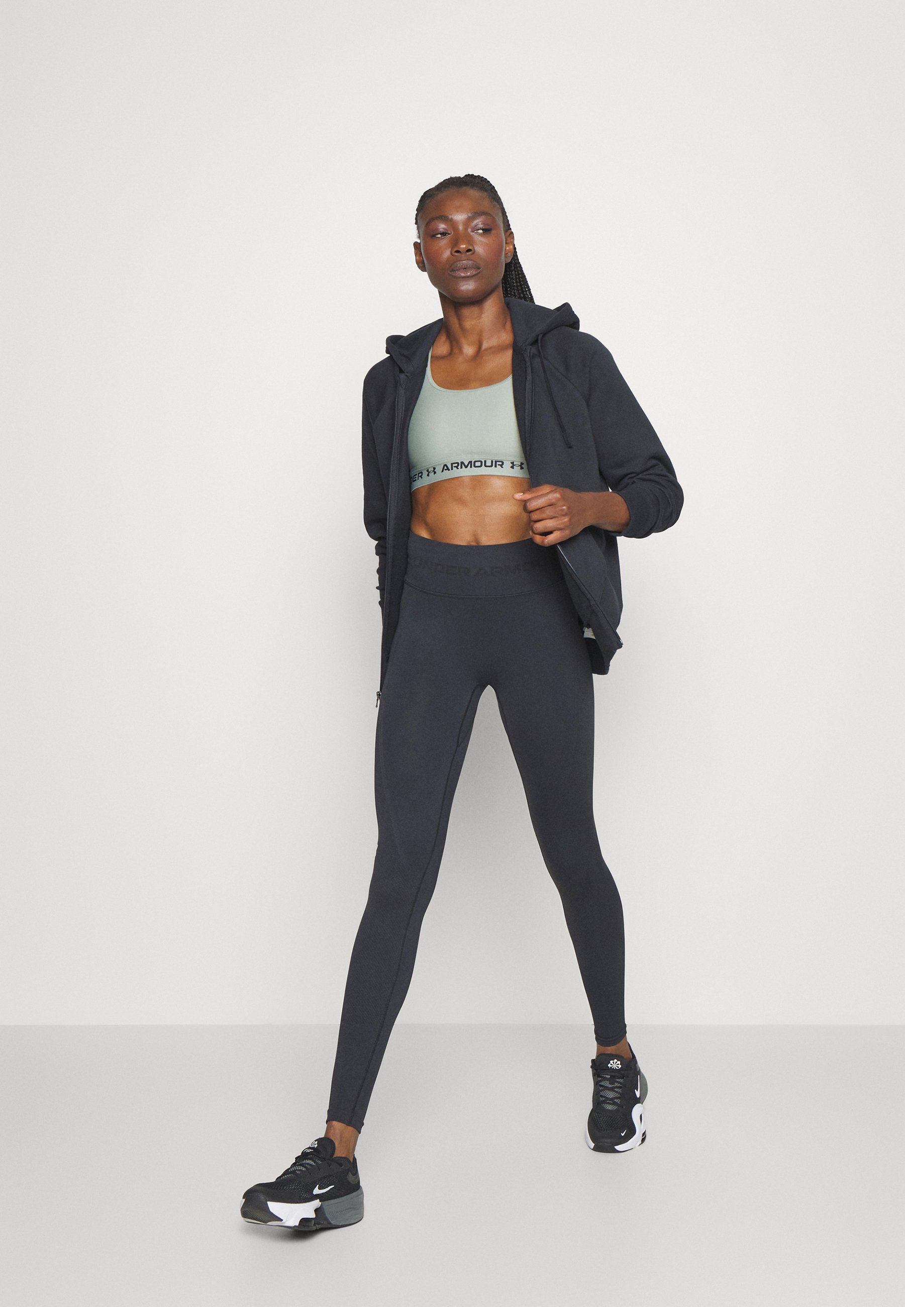 Bluza rozpinana Under Armour RIVAL FLEECE - czarno-biała