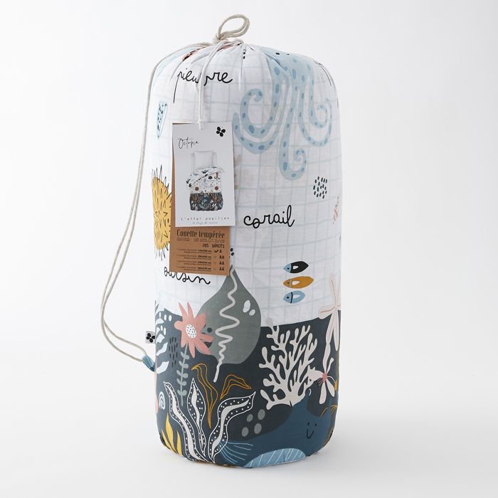 Edredón infantil de peso medio de 140 x 200 cm, algodón estampado Octopia
