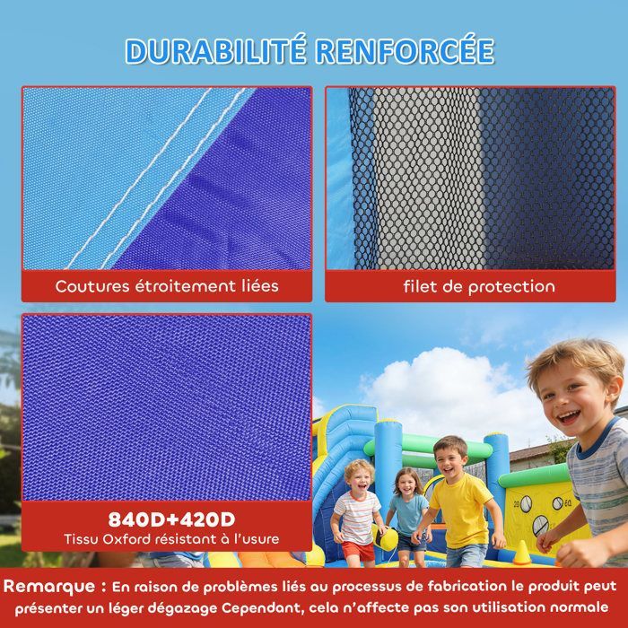 Château gonflable - AIYAPLAY - 8 en 1 - souffleur, toboggan, trampoline, piscine à balles - oxford - 350x320x190cm - multicolore
