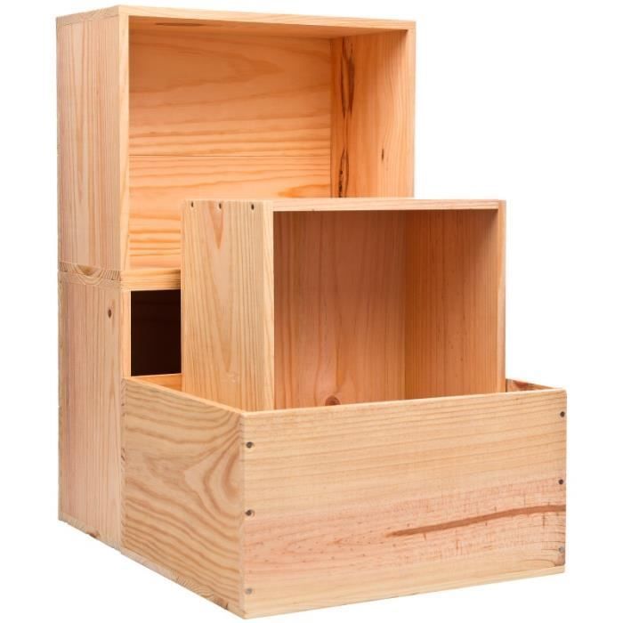 Mabouteille® Houten krattenopbergrek - 200x150 cm Boekenplank met 22 opbergkratten [Massief grenen meubel]