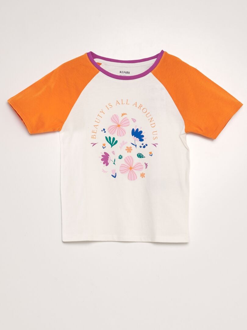 T-shirt met ronde hals van katoen - WIT