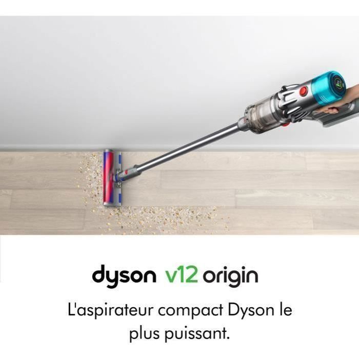 DYSON V12 Origin - Aspirapolvere senza fili - 545 W - 120 AW - 60 min - Grigio + Adattatore per mobili bassi