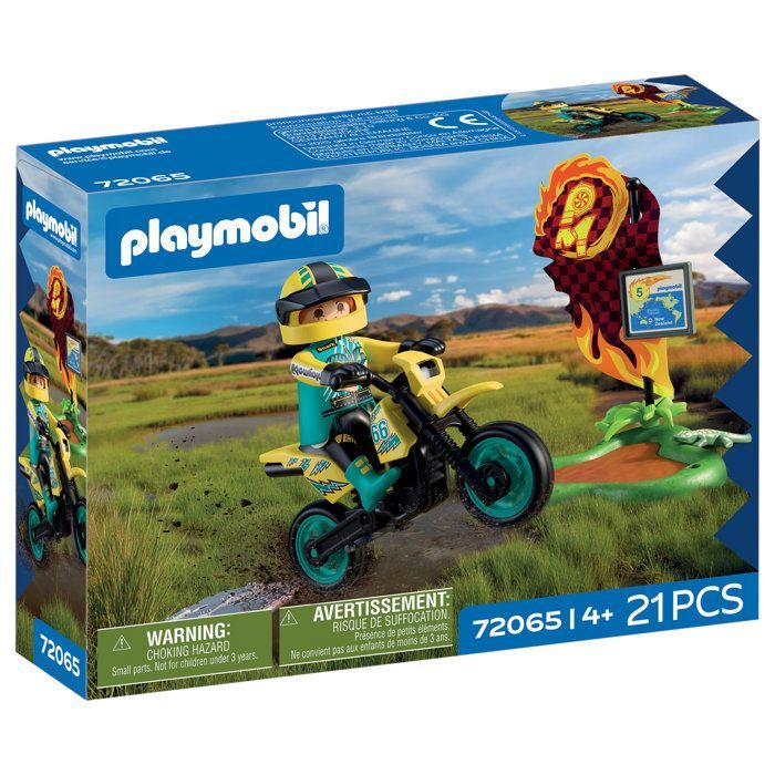 Playmobil 72065 Motocross, Racevoertuig, 21 onderdelen, Bestuurder & Accessoires, Leeftijd 4+