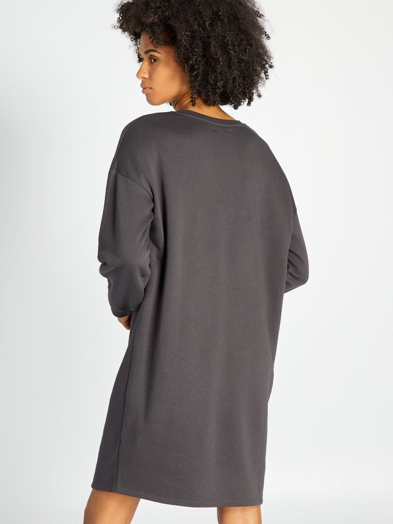 Bedrukte sweatshirtjurk - ZWART