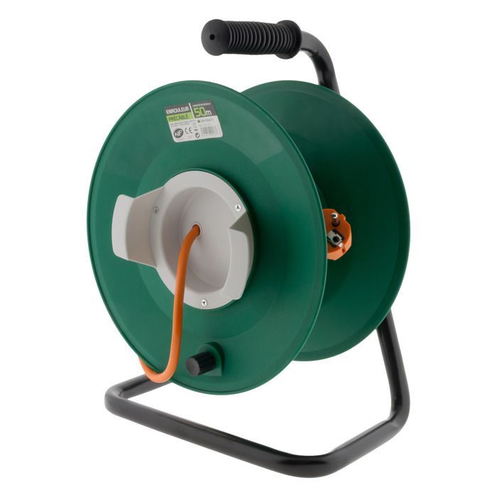 Carrete de cable de jardín precableado vacío 3G1.5mm² 70cm + disyuntor Negro - Zenitech