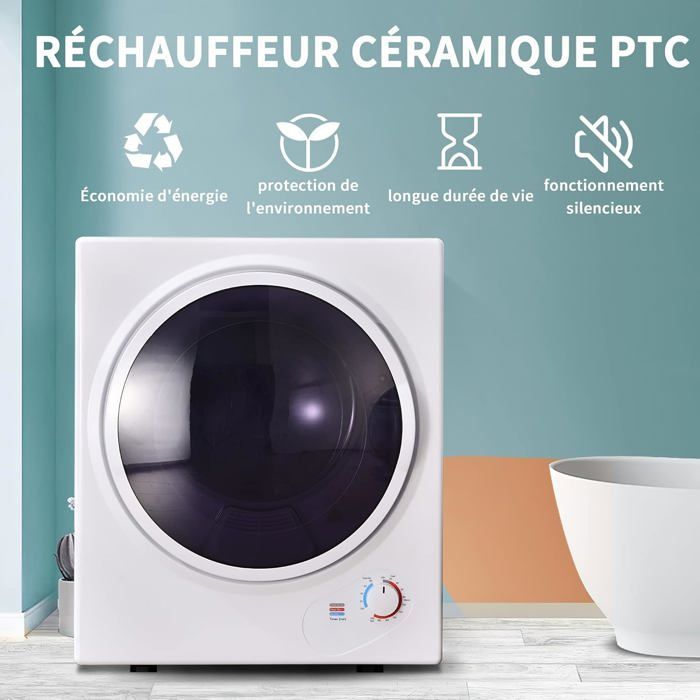 Mini Sèche-linge wall compact 2.5 kg with minuterie de 200 minutes and double filter, double filter, chauffage ceramic PTC