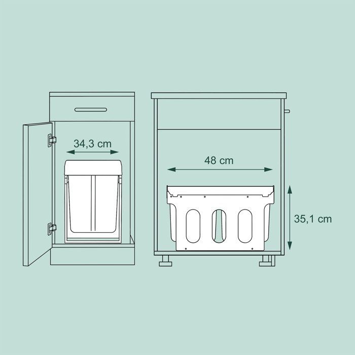 Cubo de basura de cocina Relaxdays con sistema extraíble, clasificación de residuos, plástico, 4 x 8 L, 35,1 x 34,3 x 48 cm (alto x ancho), gris.