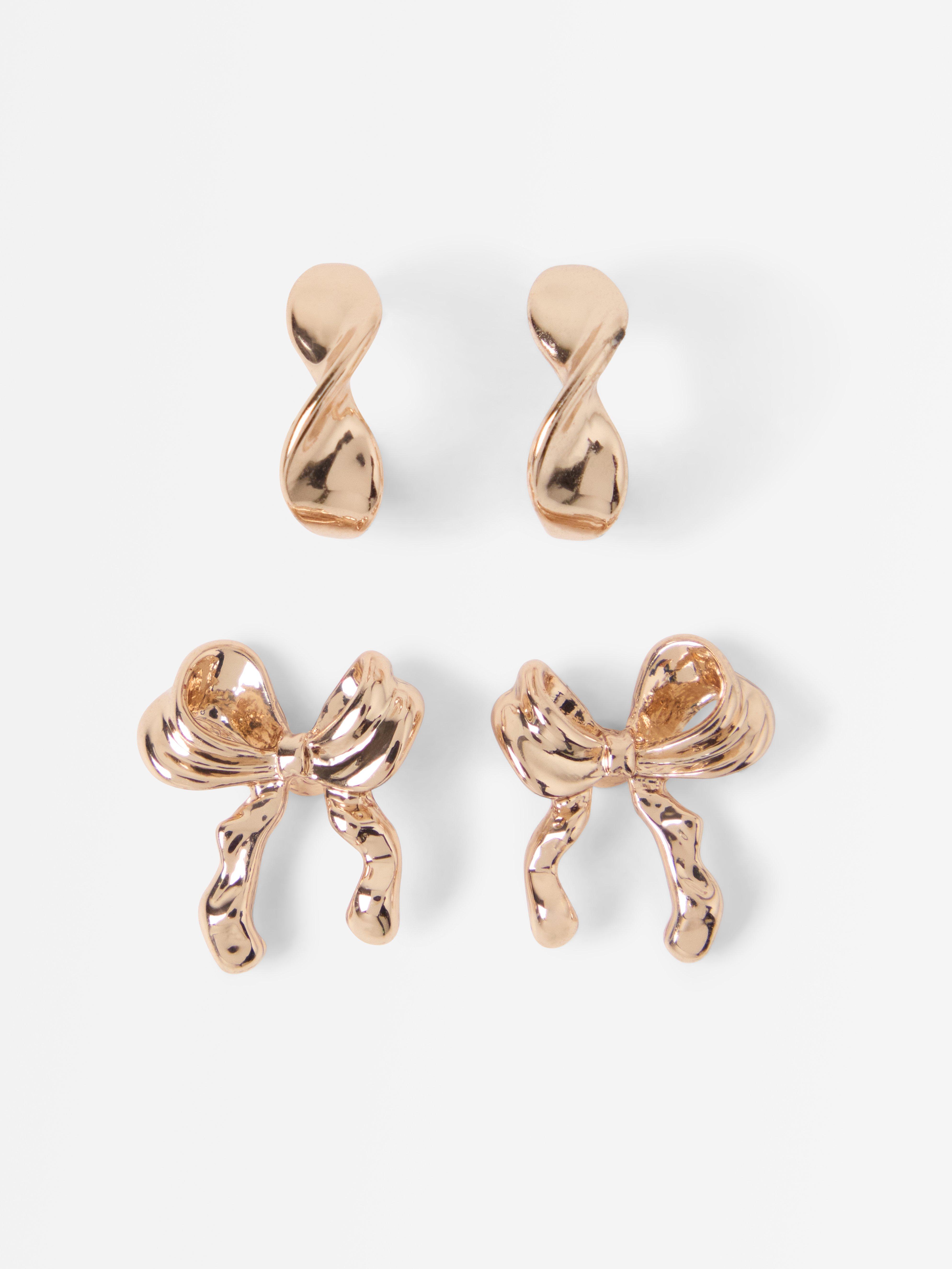 Set van 2 gouden oorbellen