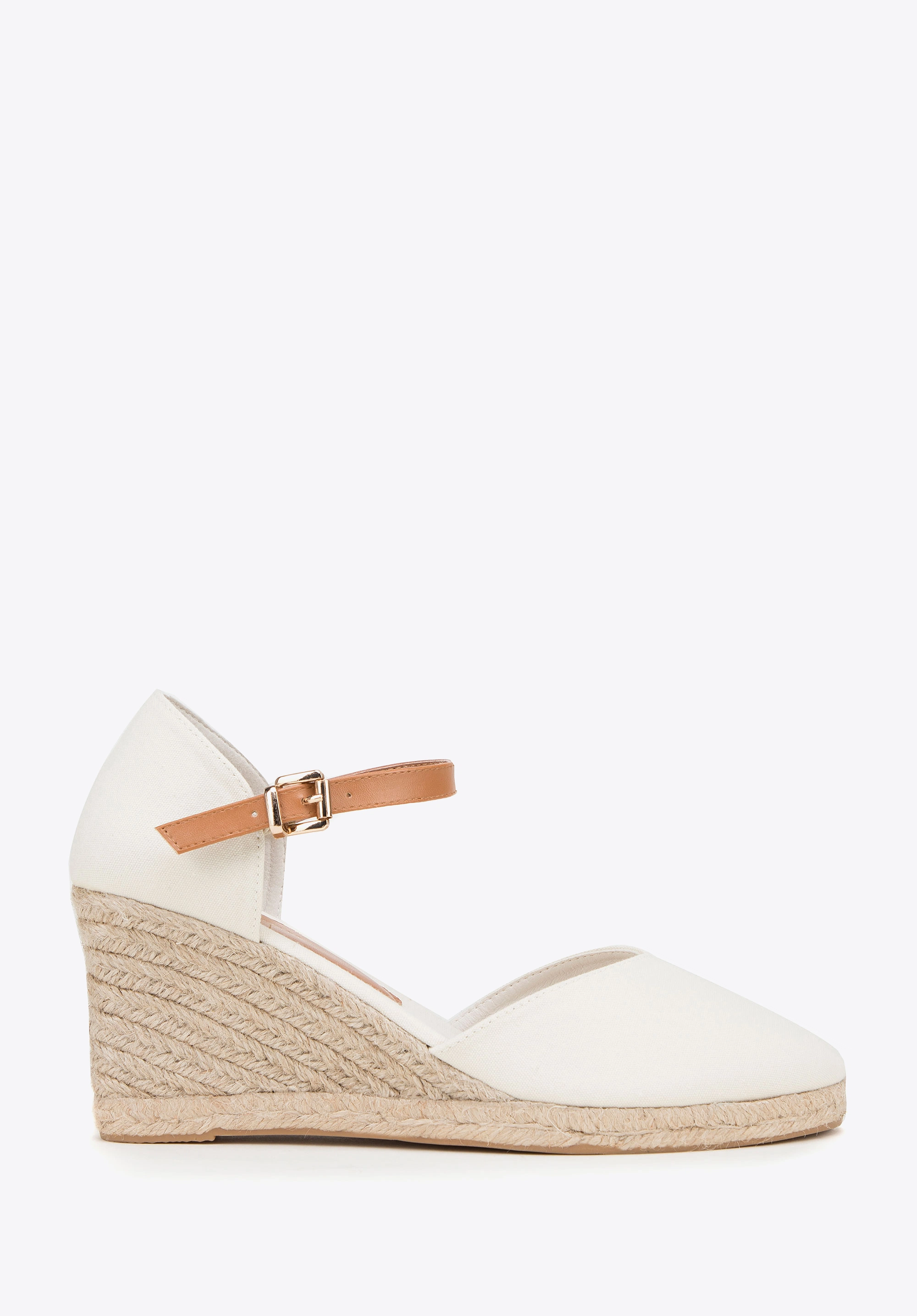 Damskie espadryle z paskiemKolor: kremowy