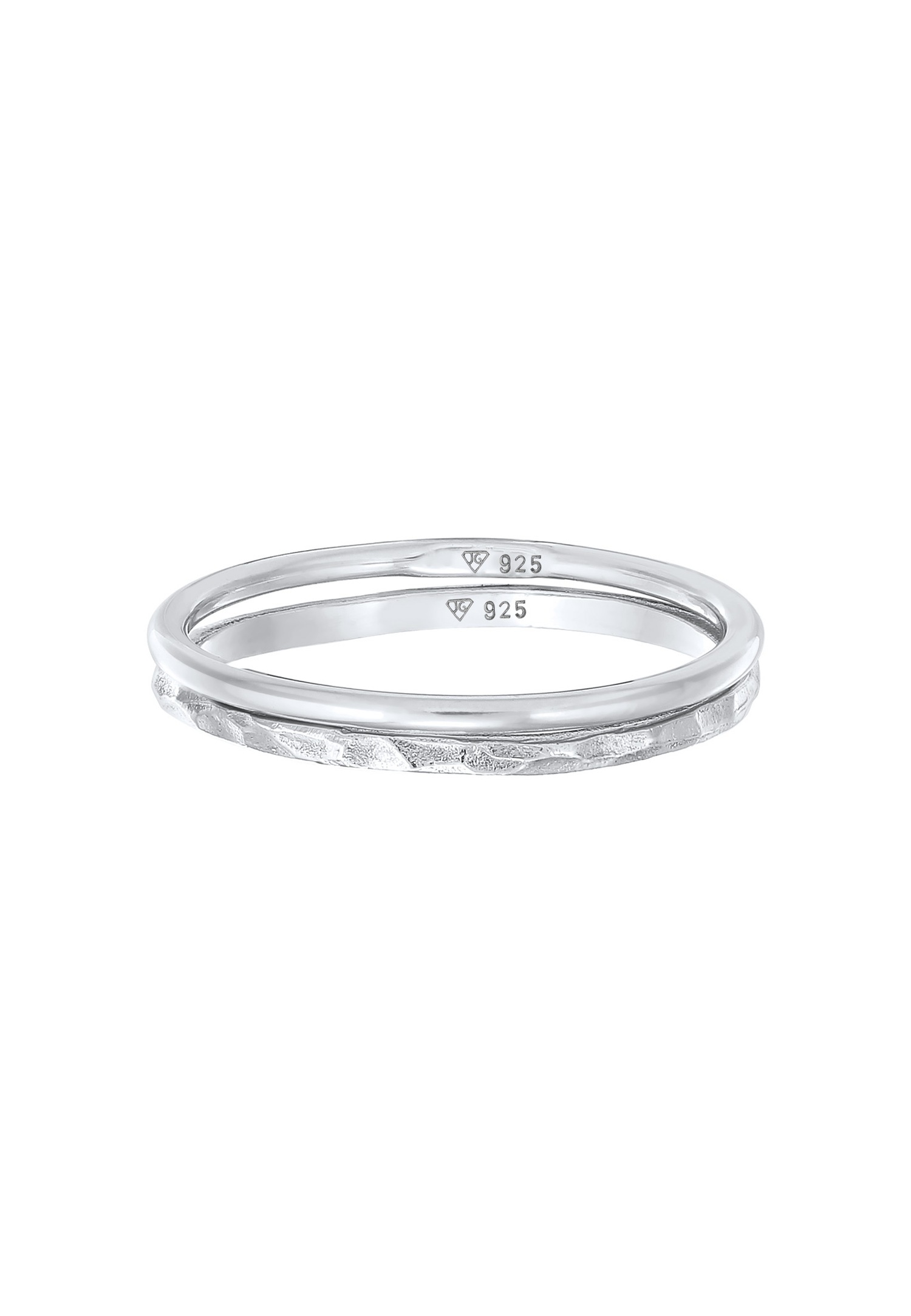 Elli Femmes Bande Set de 2 Pile en argent sterling 925