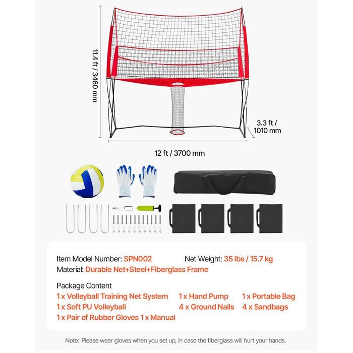 2-in-1 Versatile Volleyball Net - Duoku - Height Adjustable - Designed for Training with Ball Return