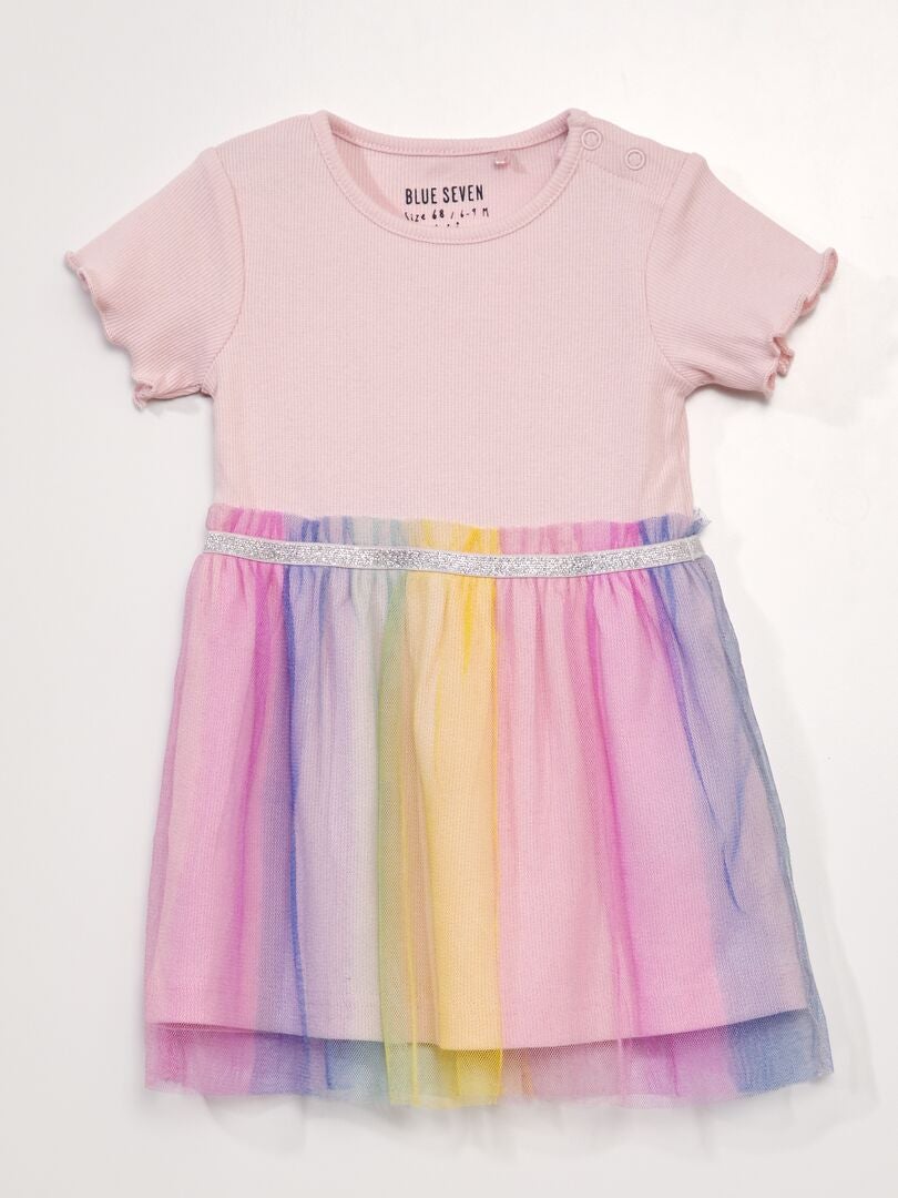 Vestido camiseta com tule - ROSA