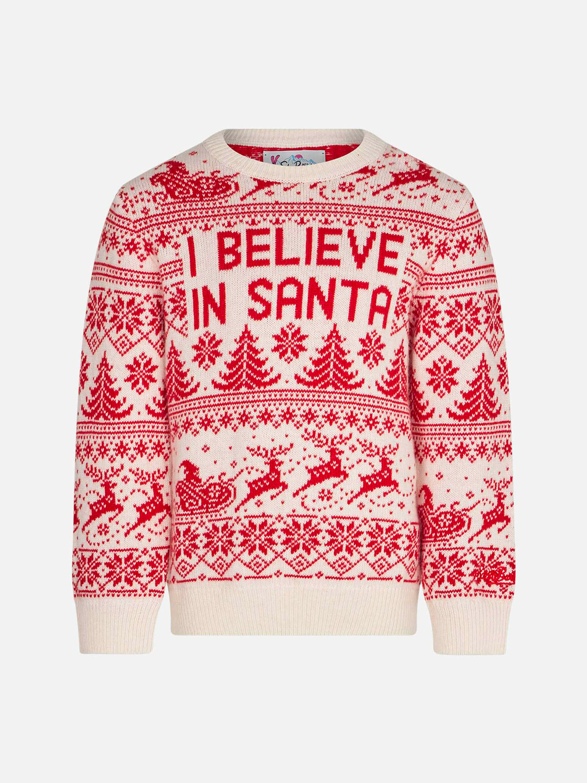 Pull pour fille à imprimé jacquard « Je crois au Père Noël »