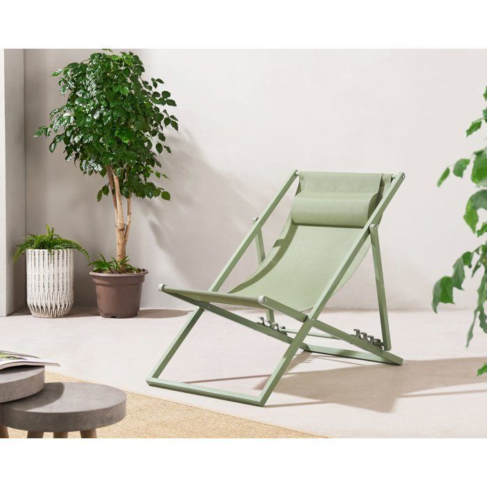 Tumbona PAROS - Estructura de acero - Ancho 63 x Profundidad 104 x Alto 97 cm - Verde caqui