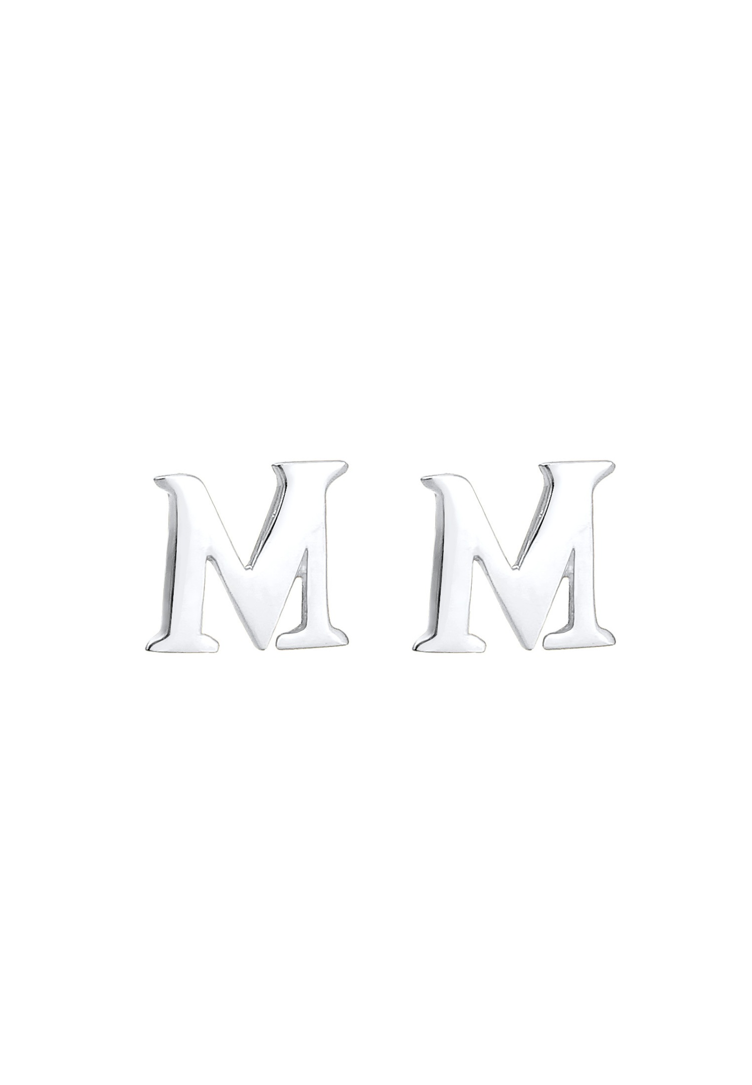 Elli Lettre M Clous d'Oreilles Femme - (925/1000) Argent