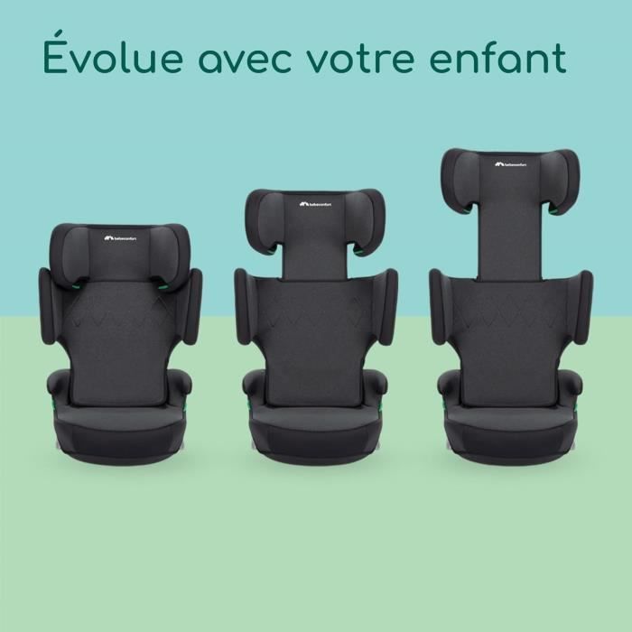 Seggiolino auto BEBECONFORT ROAD FIX i-Size, Gruppo 2/3, Isofix, rialzo, da 3,5 a 10/12 anni, 100-150 cm, 15-36 kg, nero fumé