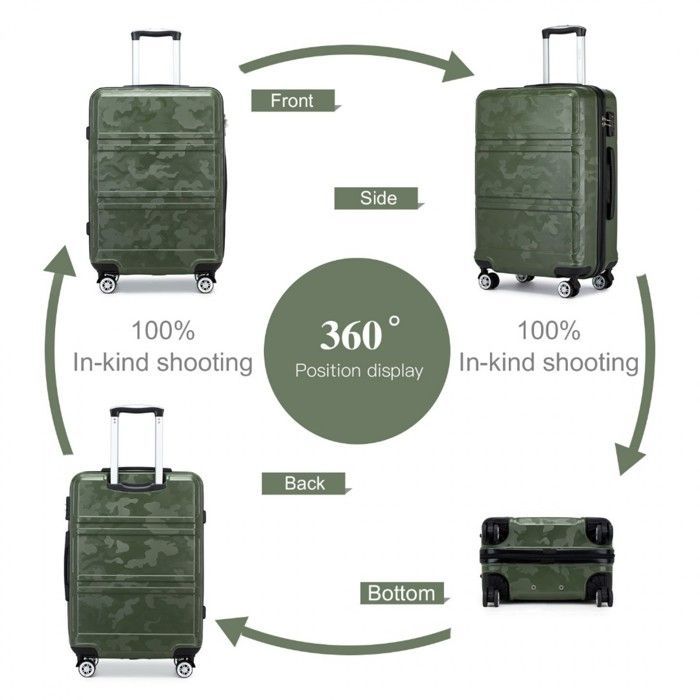 Kono Reisekoffer 51,5 x 21 x 38 cm, Hartschalen-Trolley aus ABS + PC mit 4 Rollen und TSA-Kabinenschloss, Marinegrün