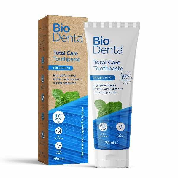 BioDenta Dentifricio Sbiancante Naturale TOTAL CARE Vegano - Confezione da 3