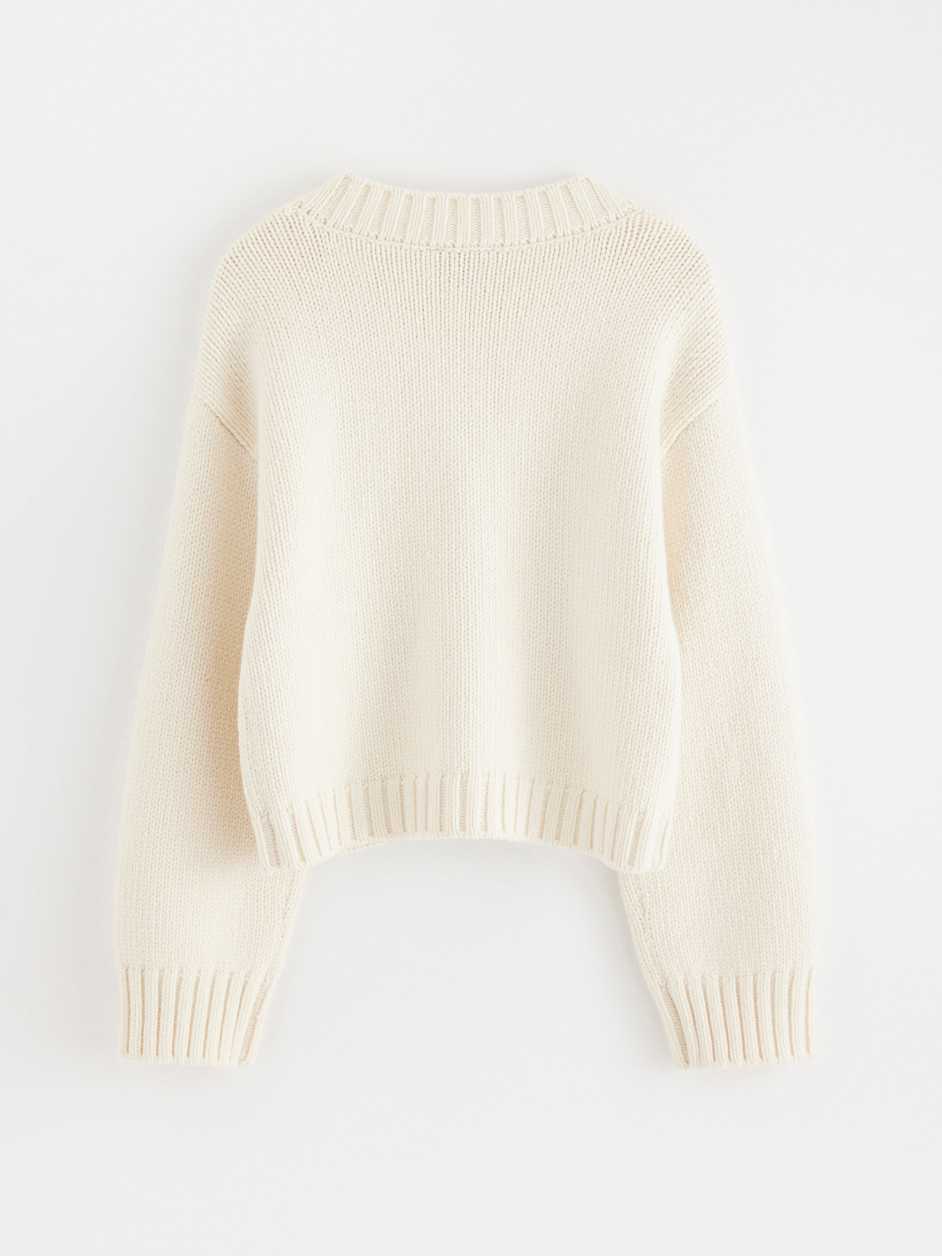 Cardigan i ullblanding i off-white