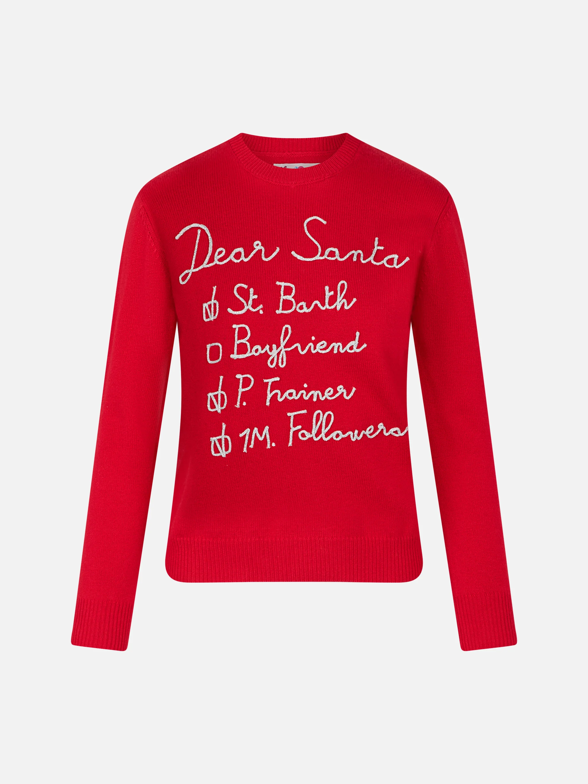 Dames T-shirt met geborduurde tekst: Lieve Kerstmanlijst