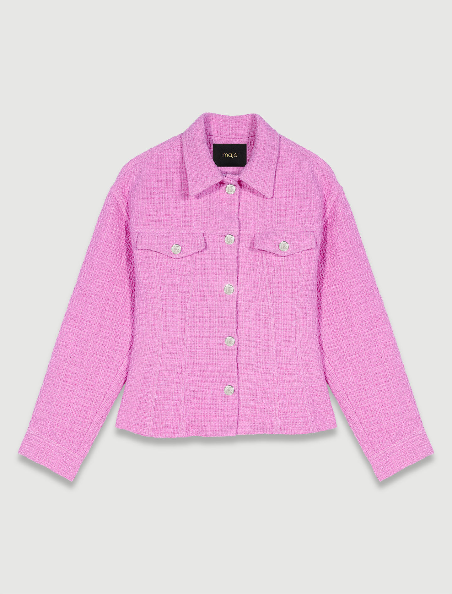 Vartalonmyötäinen tweed-takki - Pinkki