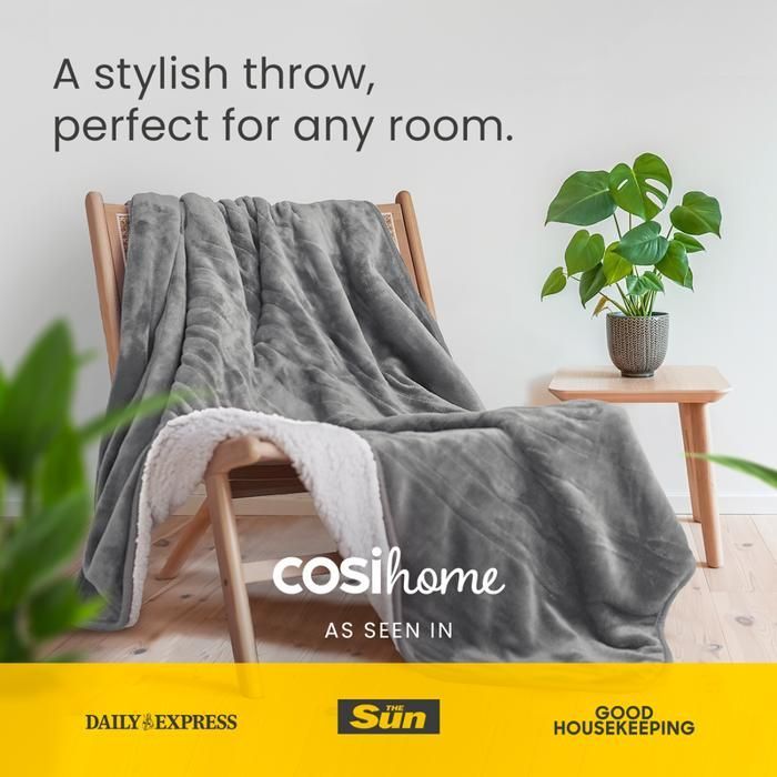 Couverture Chauffante Electrique - COSI HOME - 180x130cm - Gris - 10 Réglages de Température - Minuterie 10h