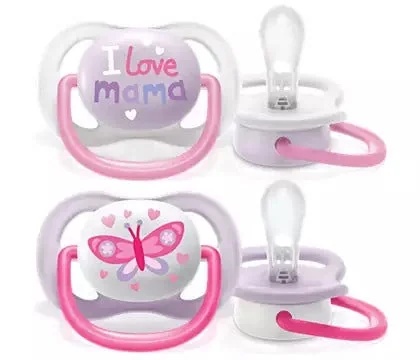 AVENT Ultra Air Schnuller für Mütter/Schmetterlinge für Frauen 0-6 Monate 2 Stück