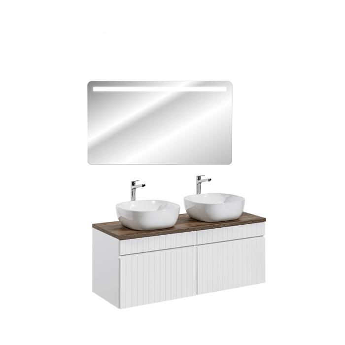 Dubbele wastafel met spiegel - 160 cm - Emblematic White