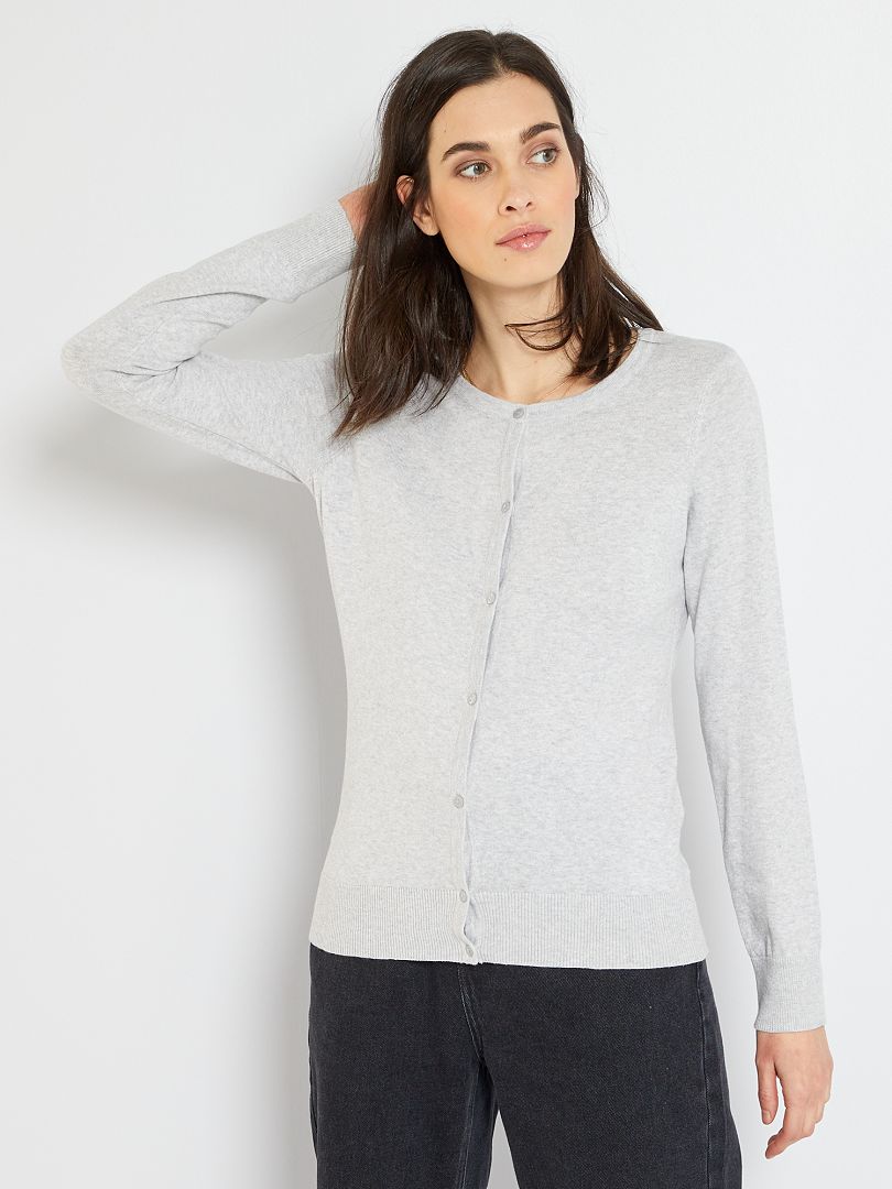 Gebreid vest met knoopsluiting - GRIJS