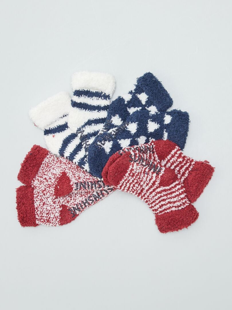 Juego de 4 pares de calcetines de punto suave - ROJO