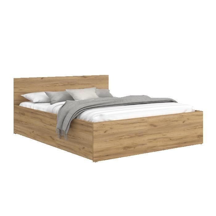 Cama com arrumação Panama 140x190 - Base ripada incluída - Carvalho