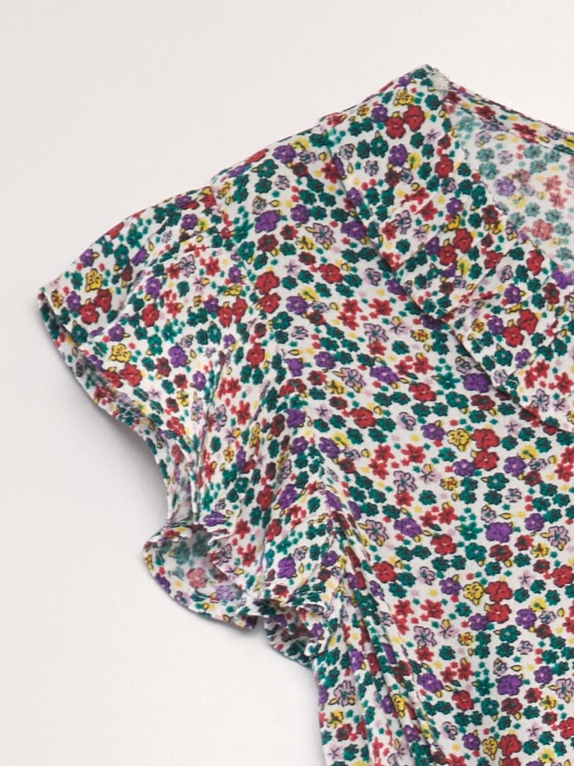 Vestido estampado con volantes - BLANCO