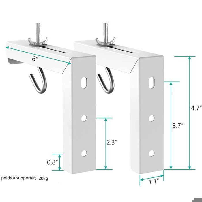 L-shaped bracket for wall or ceiling projection screens – High-quality steel – Supports up to 20 kg
