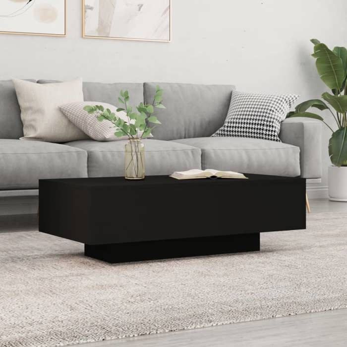 Mesa de centro vidaXL, negra, 100x49,5x31 cm, madera de ingeniería, 833890