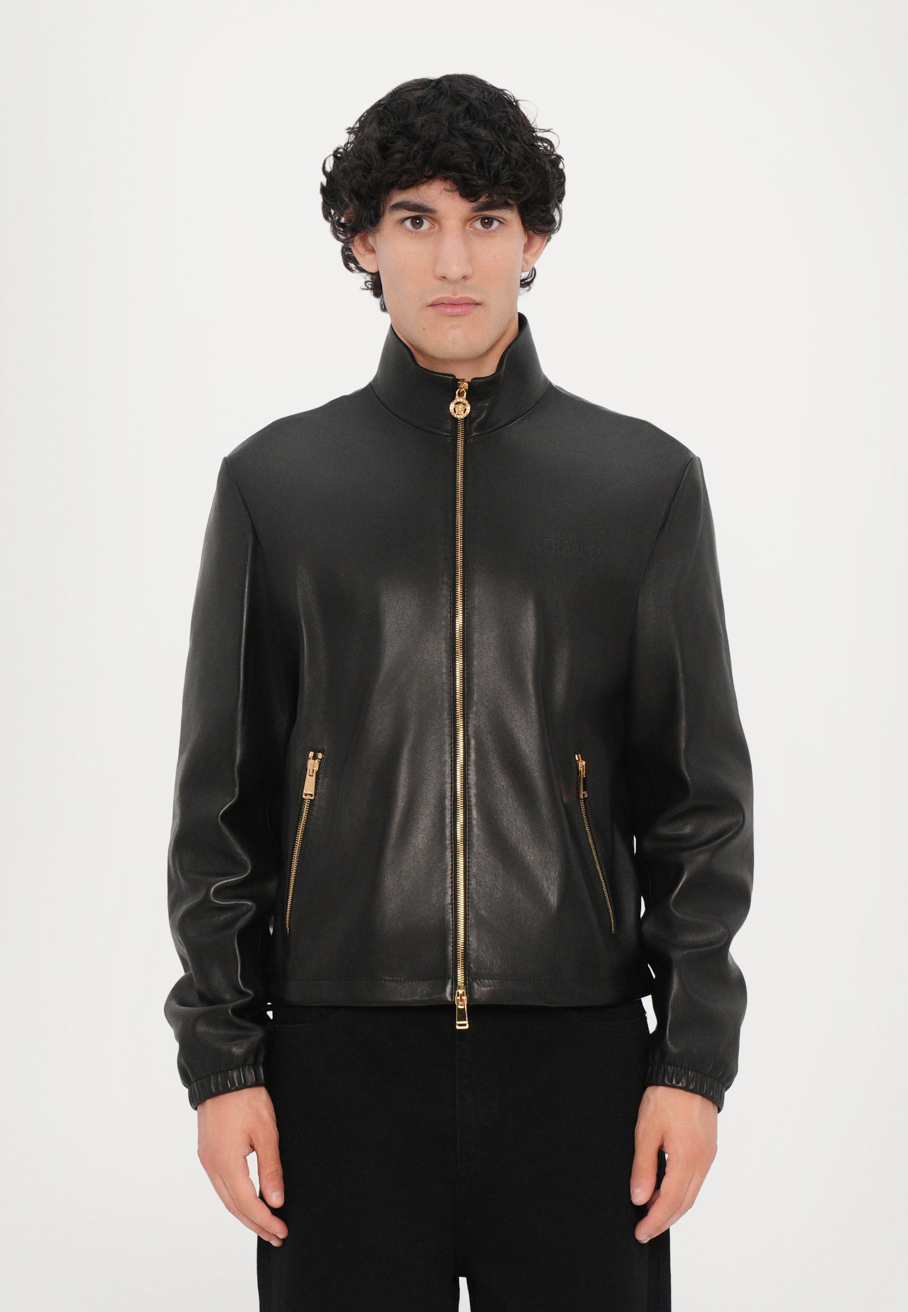 Versace BLOUSON - Veste en cuir - noire